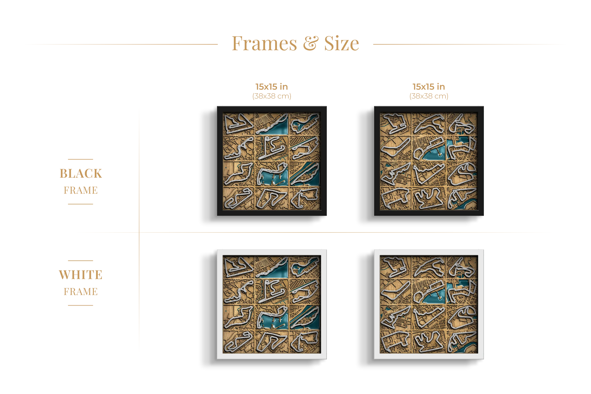 F1 World Collection layered wooden wall art with an epoxy resin finish available in a 15_15 inch premium frame.